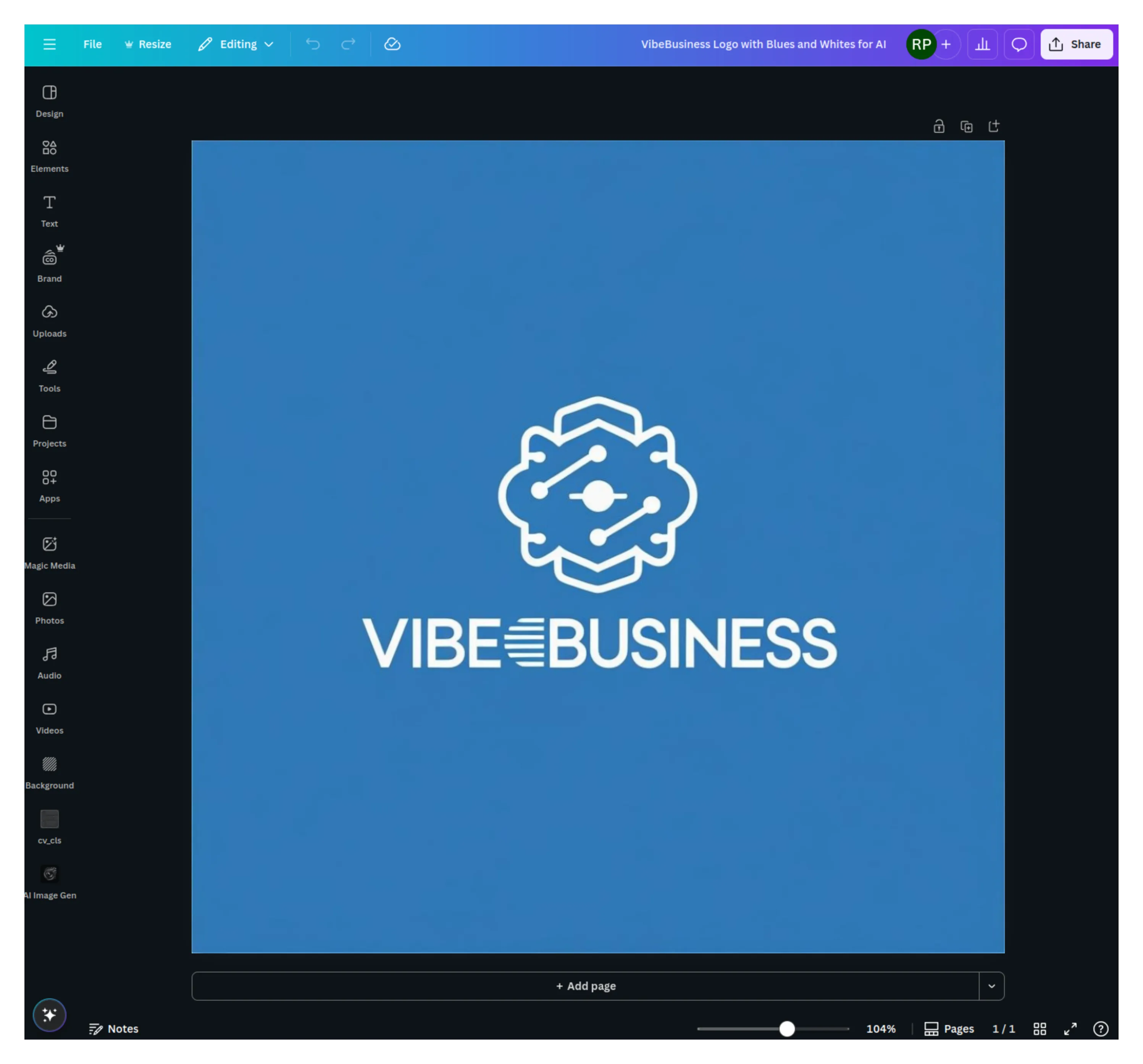 Design opened in Canva browser tab